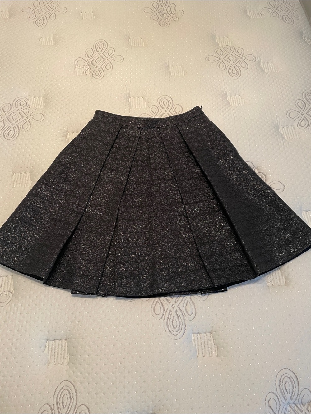 EUC Black Brocade Pleated A-Line Skirt by Pink Tartan